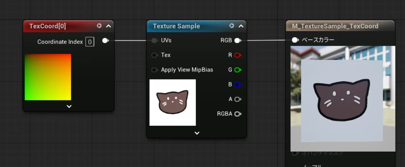 TexCoordをTexture Sampleに接続
